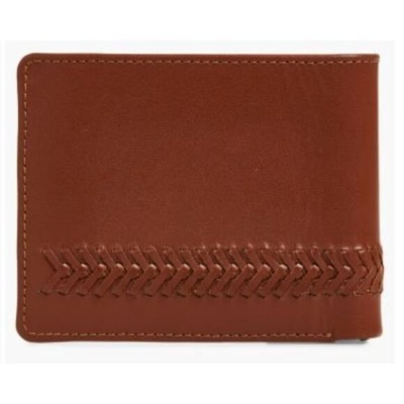 Tommy Bahama Mens Tan Leather Lace Details Bifold Wallet Gift Box New - Picture 3 of 6